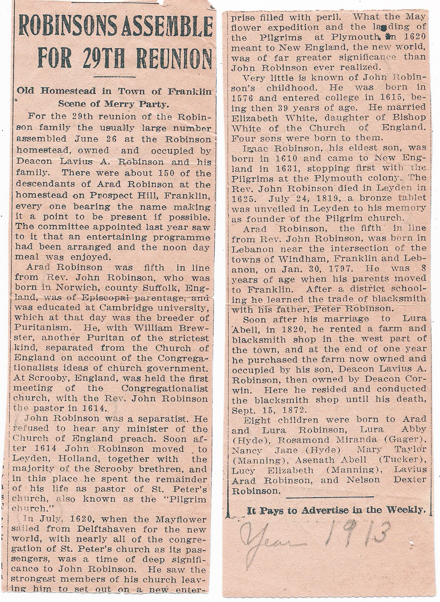 Archived material from 1913